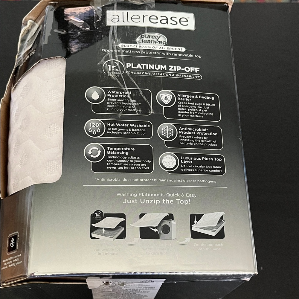 AllerEase Platinum Zip-Off Mattress Protector-Twin - Picture 8 of 9